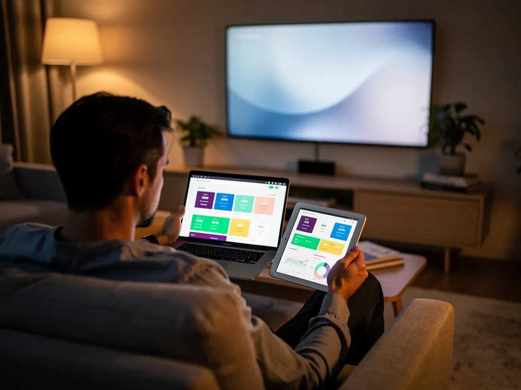 Person comparing IPTV supplier pricing pages on a laptop before buying a plan